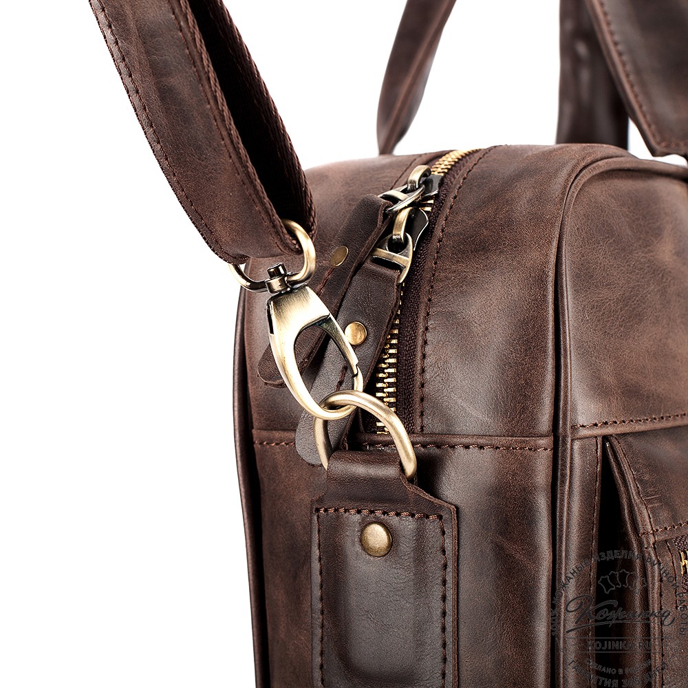 Кожаная деловая сумка "Гофман" (тёмно-коричневый антик) 