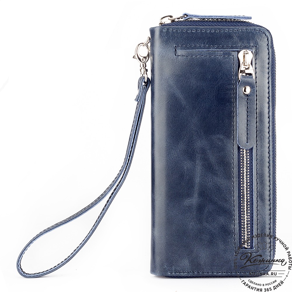 Кожаное портмоне "Амстердам" (синий антик)