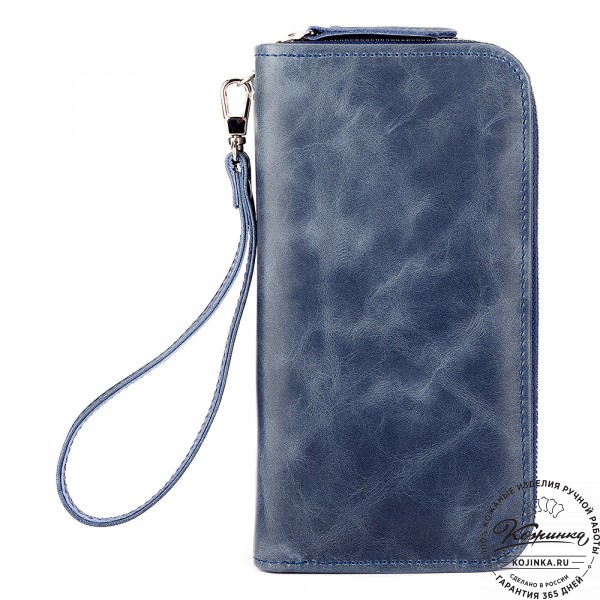 Кожаный клатч "Льюис" (синий антик) . фото 1