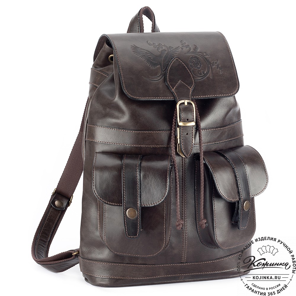 Кожаный рюкзак "Ваниль" (тёмно-коричневый)