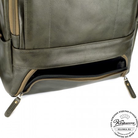 Кожаный рюкзак "Вена" (хаки гладкая кожа)