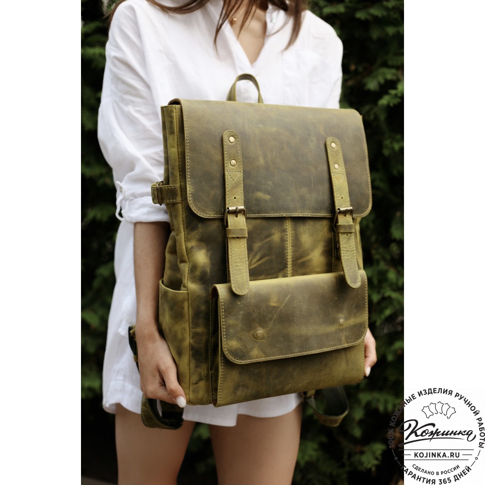 Кожаный рюкзак "Индиго" (тёмно-коричневый крейзи)