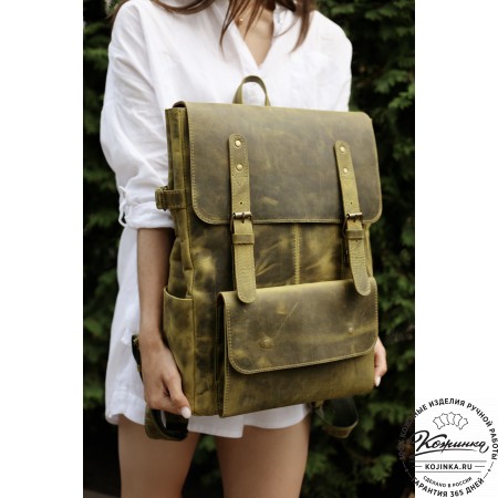 Кожаный рюкзак "Индиго" (тёмно-коричневый крейзи)