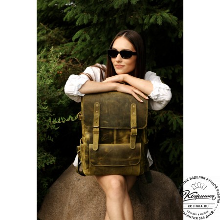 Кожаный рюкзак "Индиго" (тёмно-коричневый крейзи)