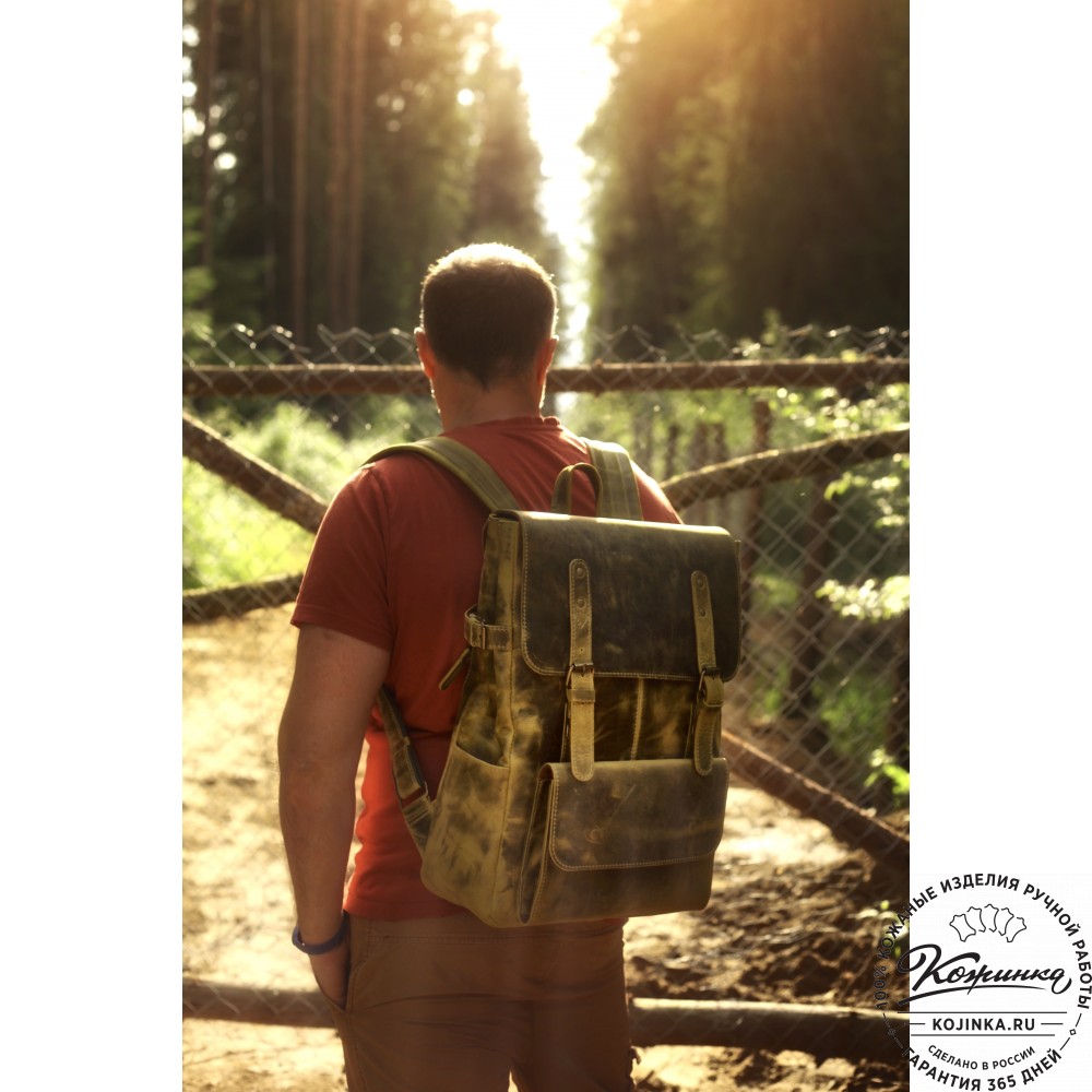 Кожаный рюкзак "Индиго" (тёмно-коричневый крейзи)