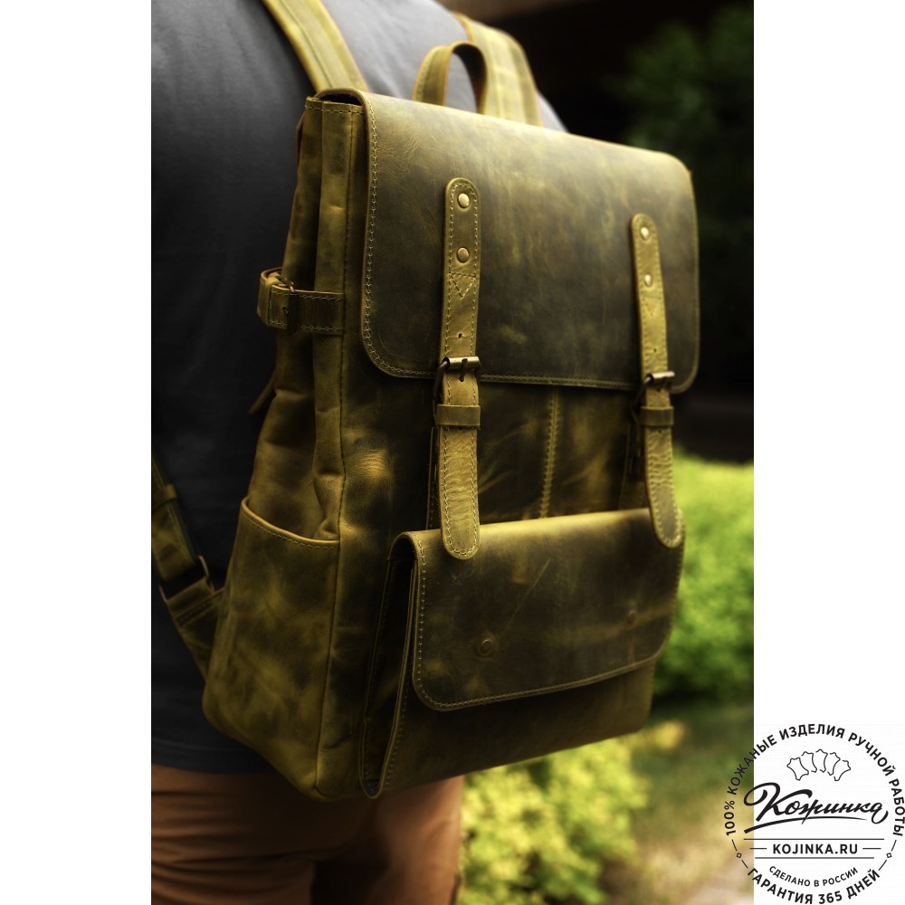 Кожаный рюкзак "Индиго" (тёмно-коричневый крейзи)