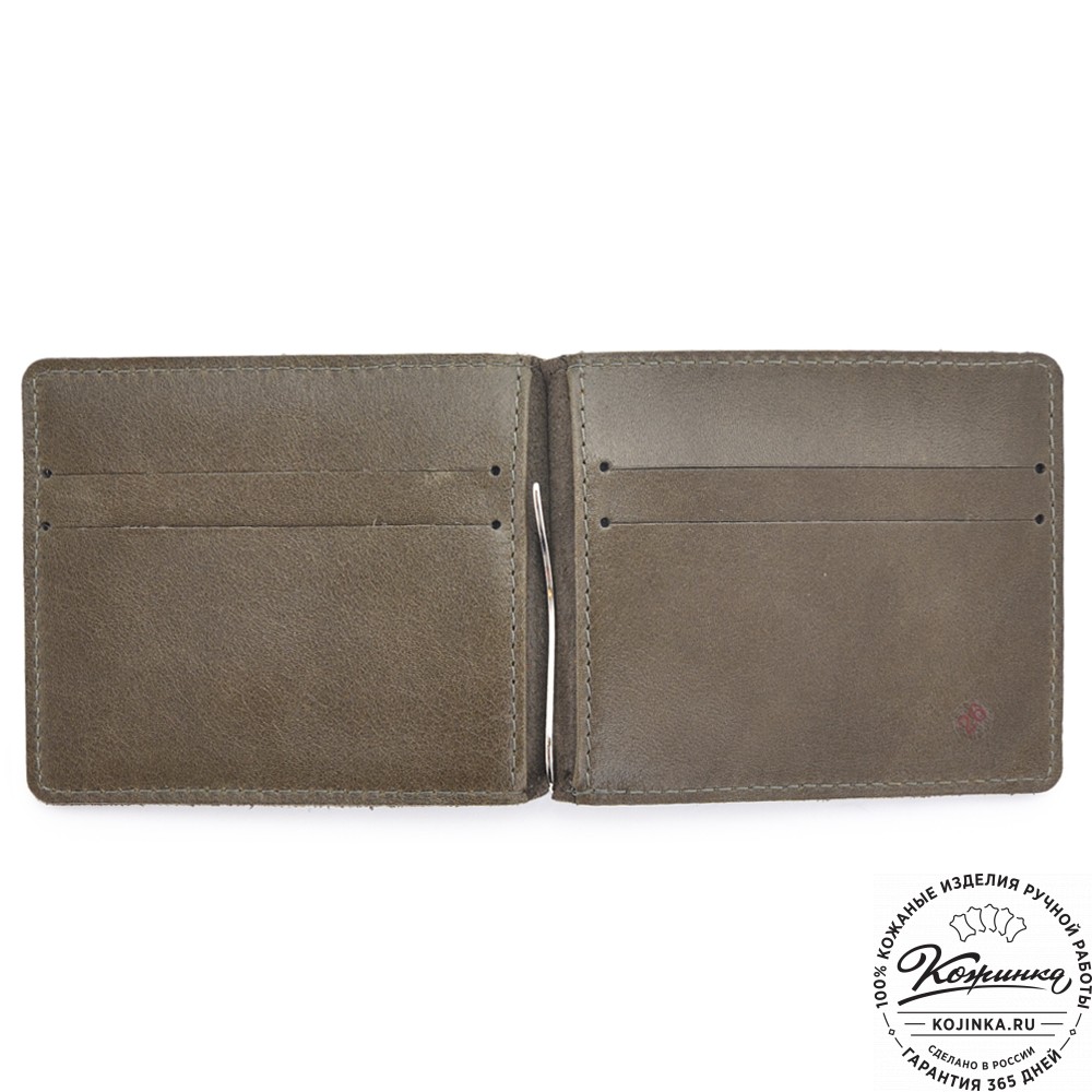 Кожаный зажим для денег Бремен (олива)