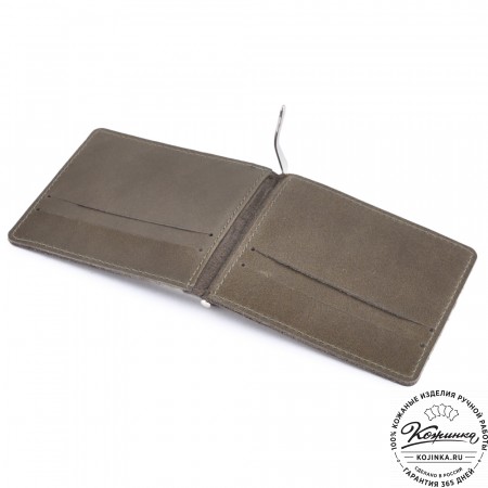 Кожаный зажим для денег Бремен (олива)