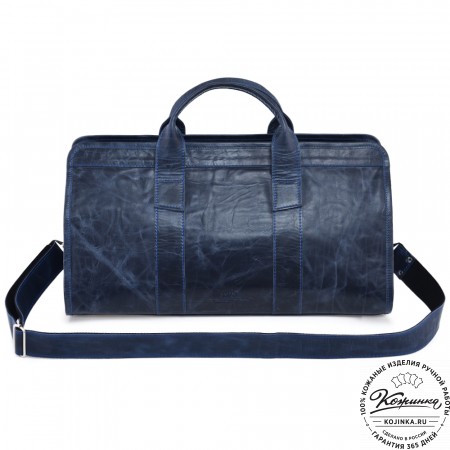  Кожаная дорожная сумка "Чарли" (синий антик) 