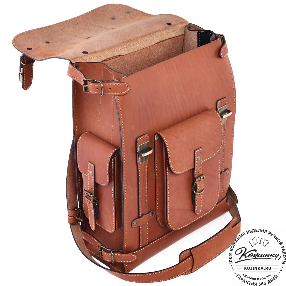 Кожаный ранец "Максимус 3" (рыжий)