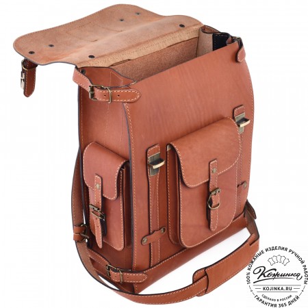 Кожаный ранец "Максимус 3" (рыжий)