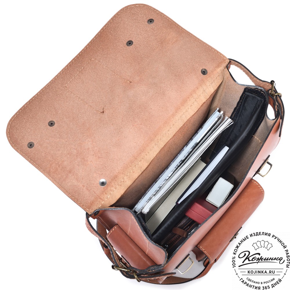 Кожаный ранец "Максимус 3" (рыжий)