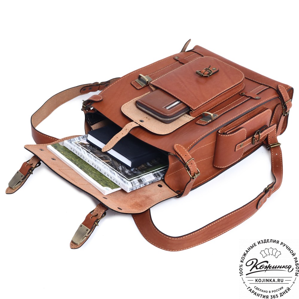 Кожаный ранец "Максимус 3" (рыжий)