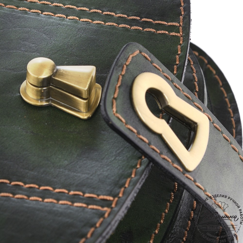 Кожаная сумка ручной работы "Джульетта-нью" (зелёный глянец)