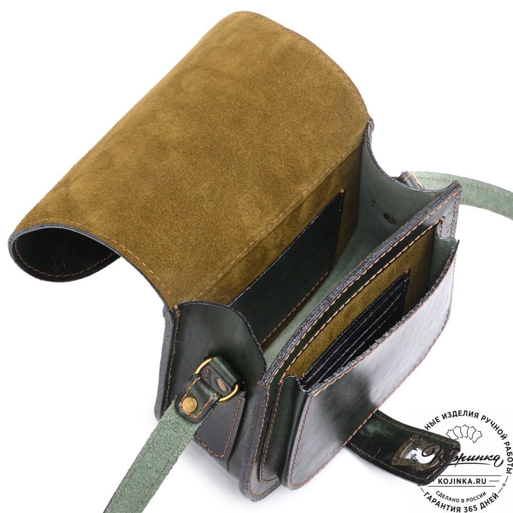 Кожаная сумка ручной работы "Джульетта-нью" (зелёный глянец)