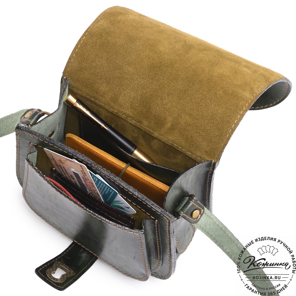 Кожаная сумка ручной работы "Джульетта-нью" (зелёный глянец)