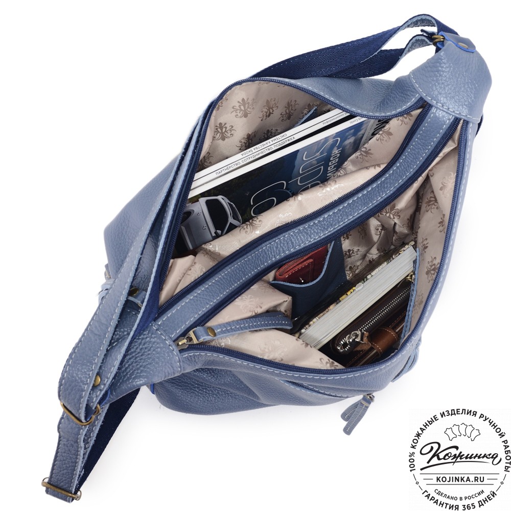  Женская кожаная сумка-трансформер "Ливадия" (джинс) 