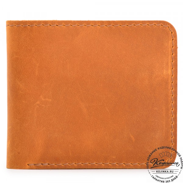  Кожаный бумажник "Рокки" (рыжий крейзи) . фото 1