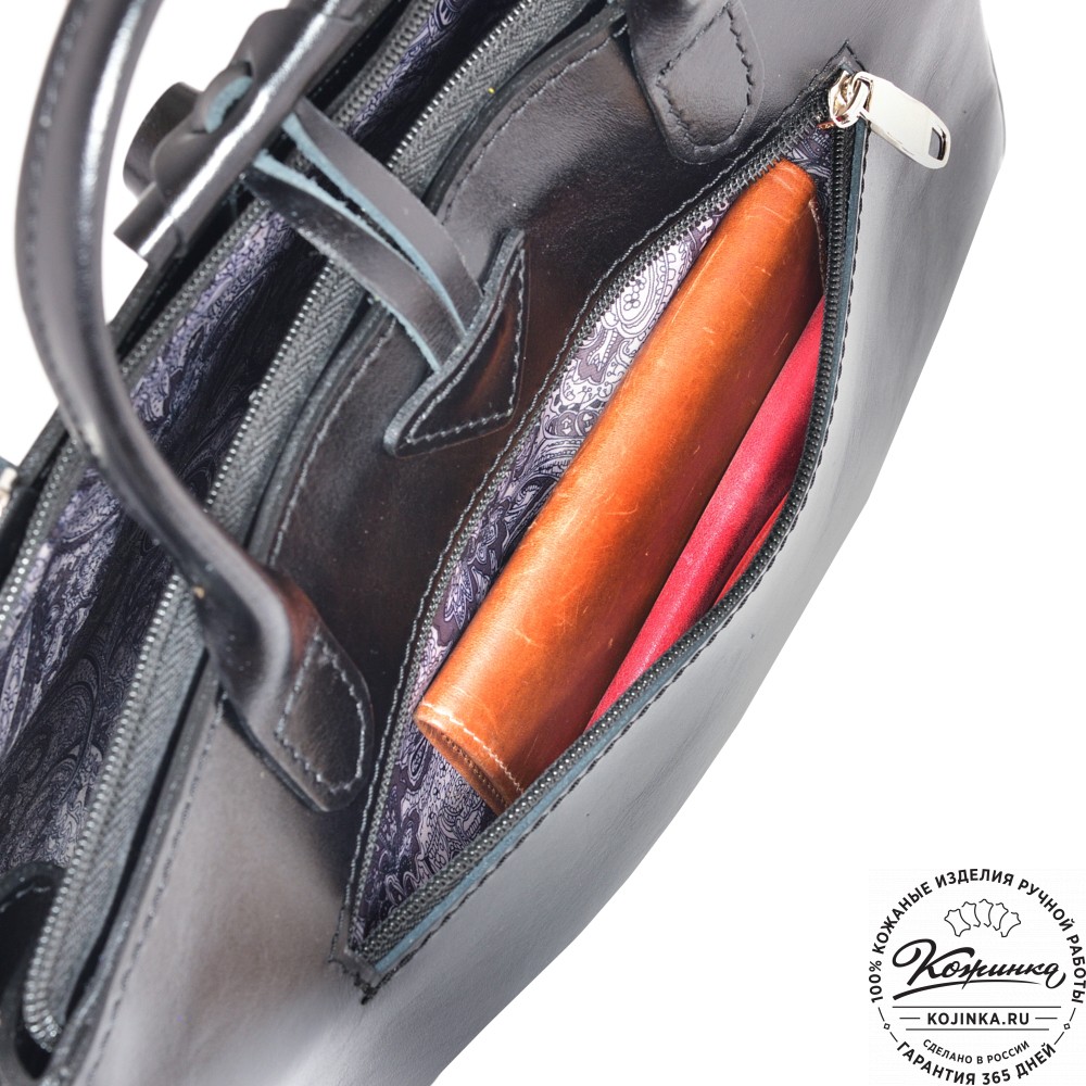  Женская кожаная сумка "Шампань" (черная)