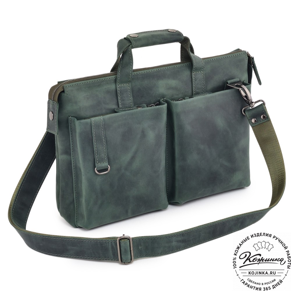  Кожаная деловая сумка "Стюарт" (изумруд)