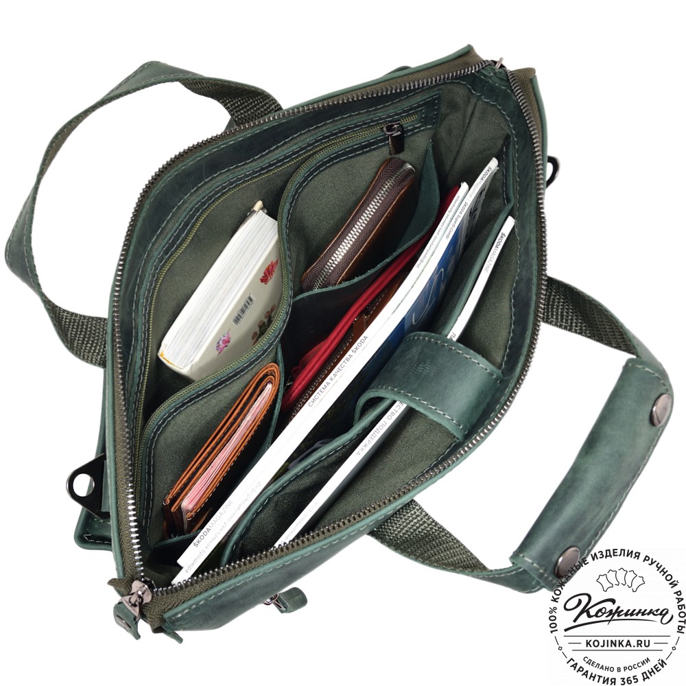  Кожаная деловая сумка "Стюарт" (изумруд)