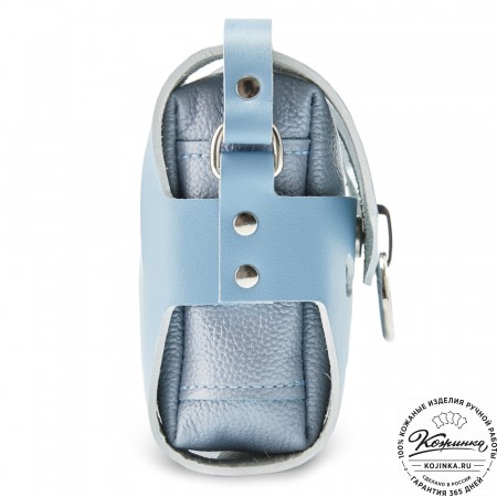 Женская кожаная сумка "Кортни" (голубая) 