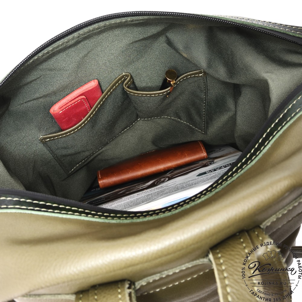  Кожаный рюкзак "Аргентум" (олива) 