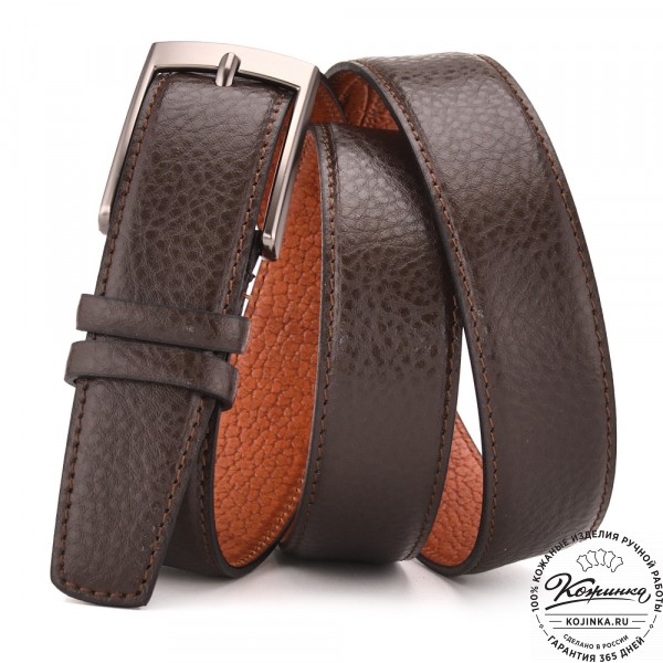 Кожаный ремень  "Сойер" (коричневый). фото 1