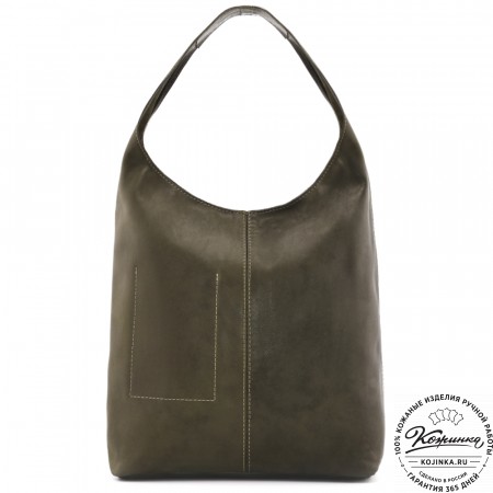 Женская кожаная сумка "Винтаж" с ключницей (хаки гладкая кожа) 
