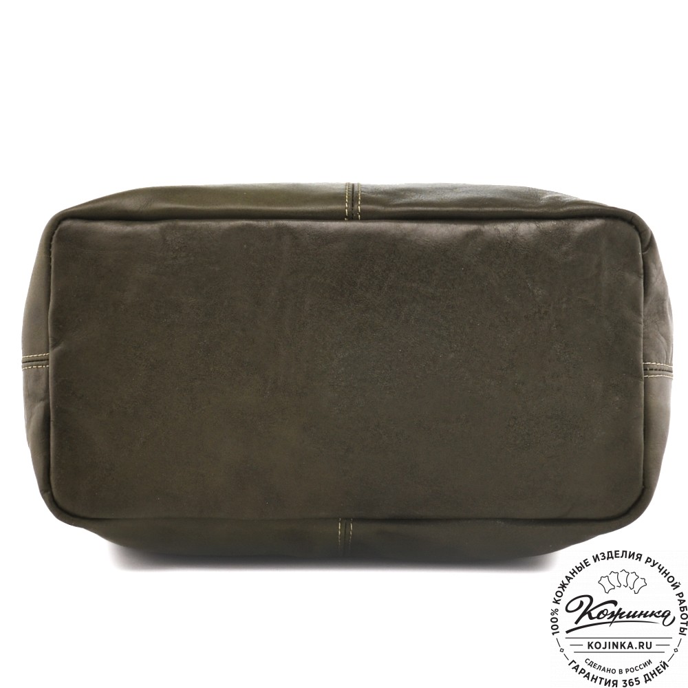 Женская кожаная сумка "Винтаж" с ключницей (хаки гладкая кожа) 