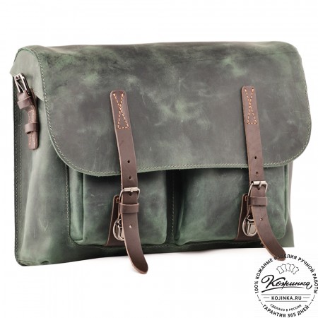 Кожаная сумка "Форман" (изумруд крейзи)