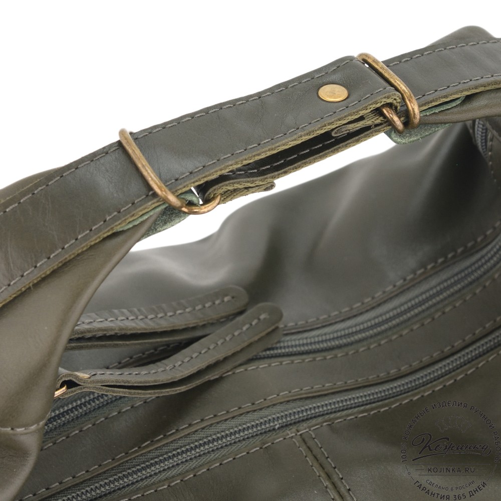 Женская кожаная сумка-трансформер "Ливадия" (хаки гладкая кожа) 