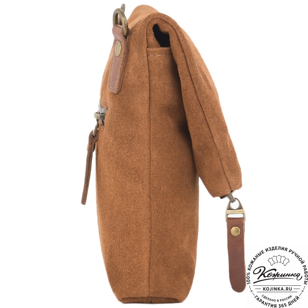 Кожаный клатч "Молли" велюр (рыжая)