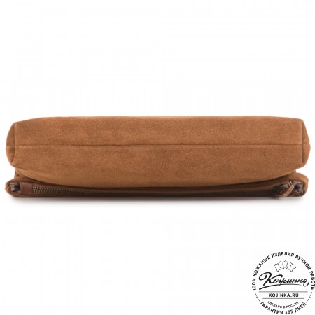 Кожаный клатч "Молли" велюр (рыжая)