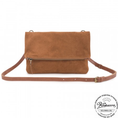 Кожаный клатч "Молли" велюр (рыжая)