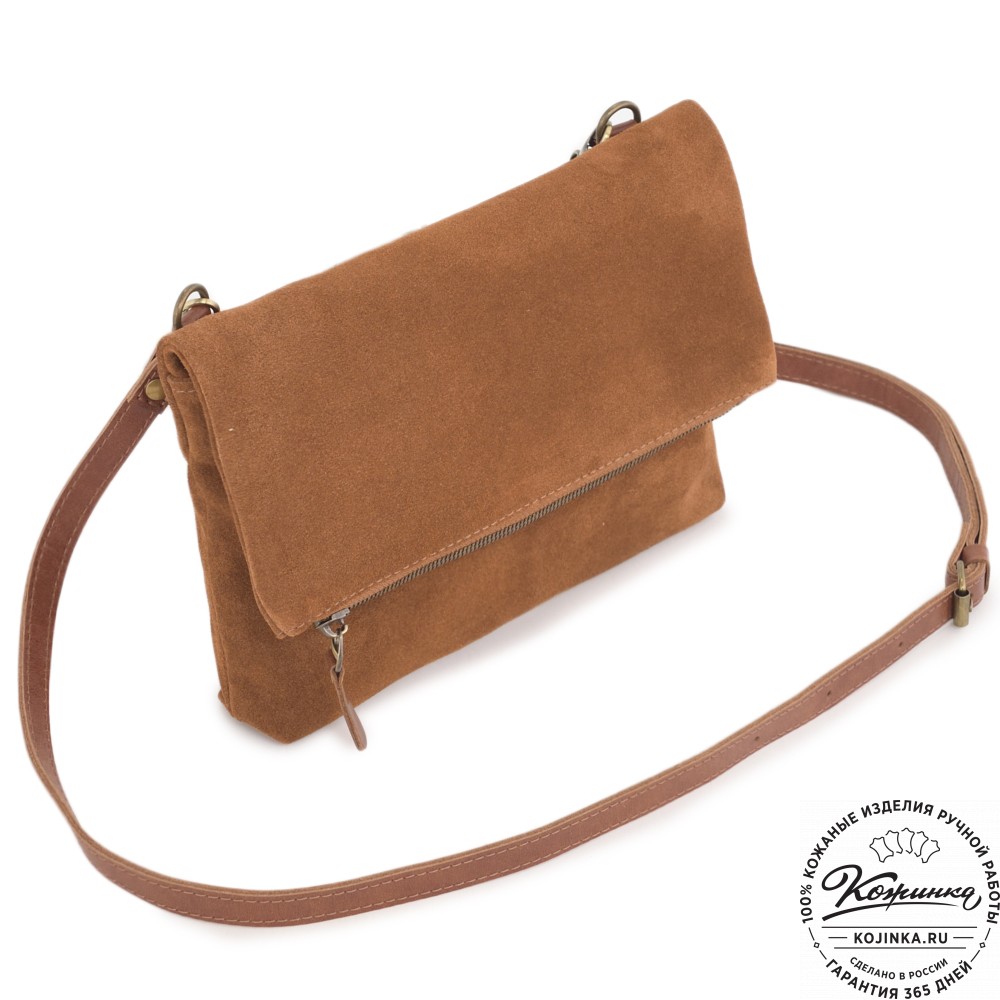 Кожаный клатч "Молли" велюр (рыжая)