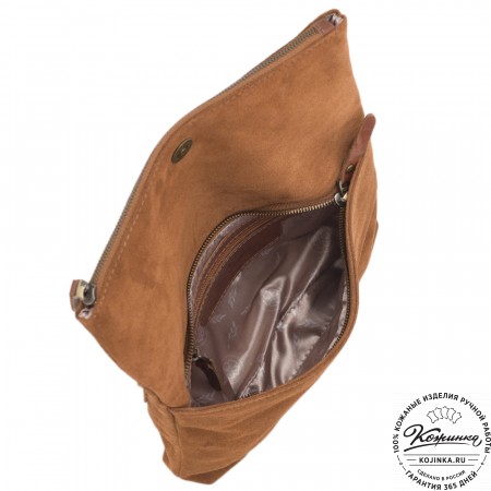 Кожаный клатч "Молли" велюр (рыжая)