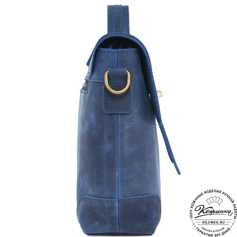  Кожаный портфель "Англетер" (синий крейзи) 