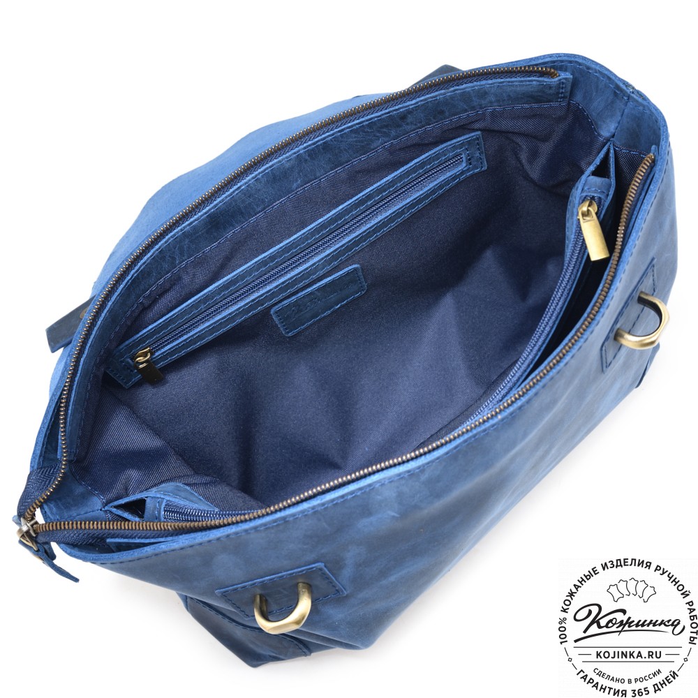  Кожаный портфель "Англетер" (синий крейзи) 