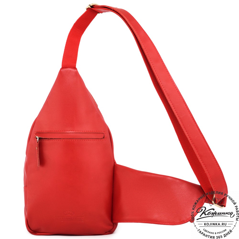  Кожаная сумка на грудь "Аполлон" (красная гладкая кожа)