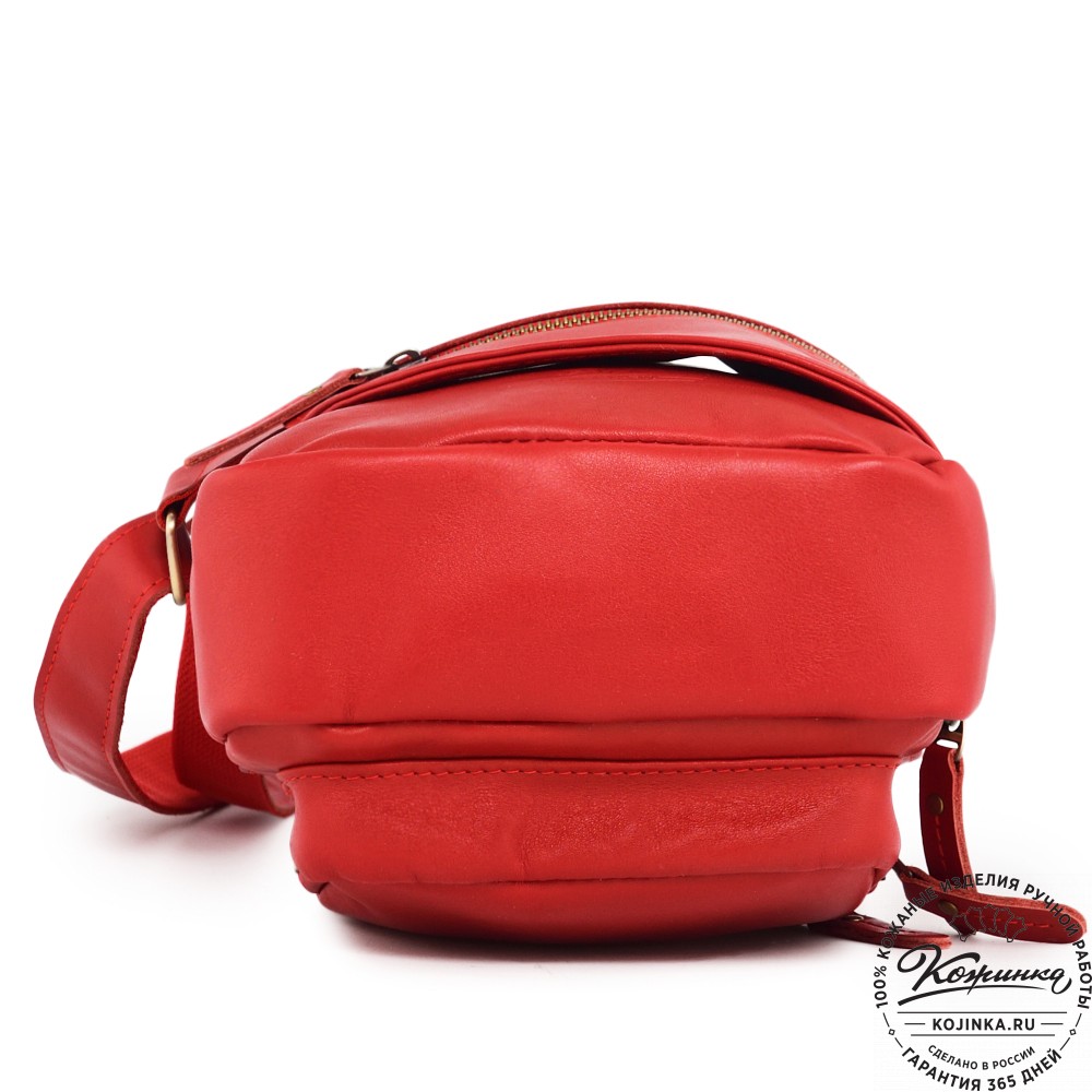  Кожаная сумка на грудь "Аполлон" (красная гладкая кожа)