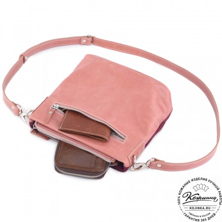 Женская кожаная сумка "Саманта" (бордово-розовый)