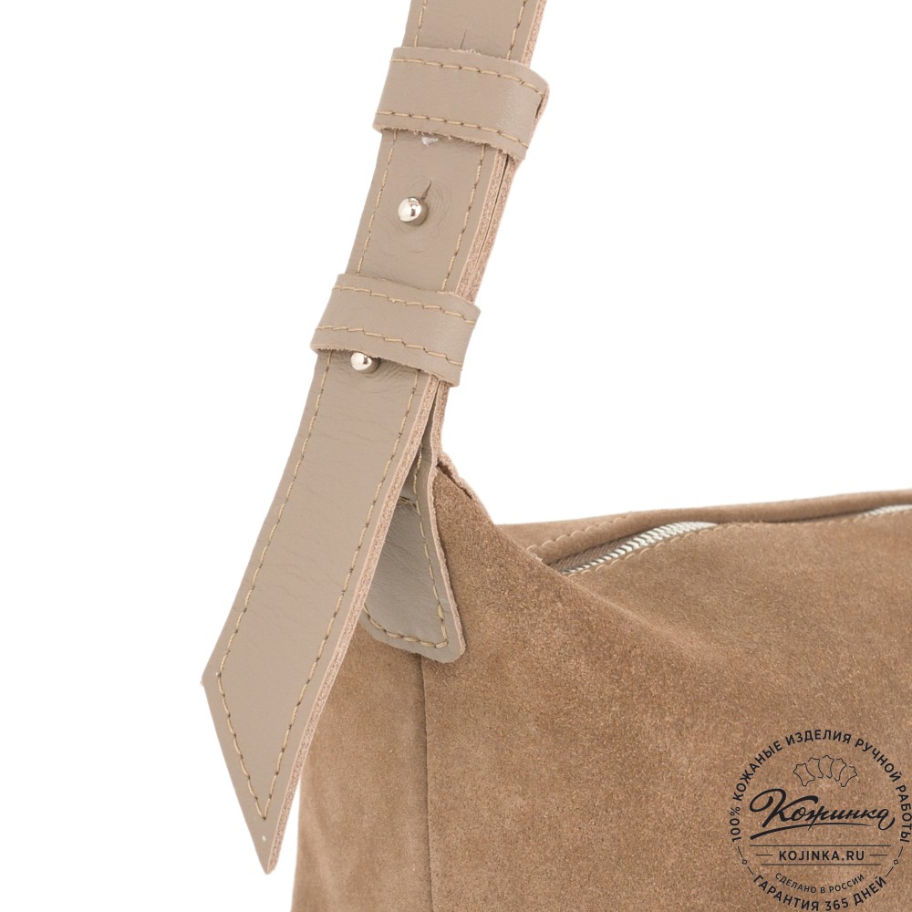 Женская кожаная сумка "Тойс" велюр (капучино)