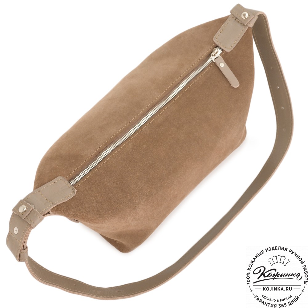 Женская кожаная сумка "Тойс" велюр (капучино)