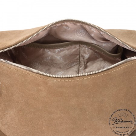 Женская кожаная сумка "Тойс" велюр (капучино)