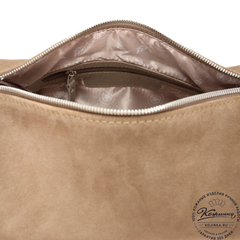 Женская кожаная сумка "Тойс" велюр (капучино)