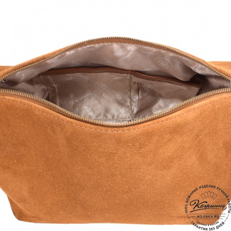 Женская кожаная сумка "Тойс" велюр (рыжая)