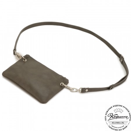 Женская кожаная сумка "Трио" (серый/бежевый/рыжий)