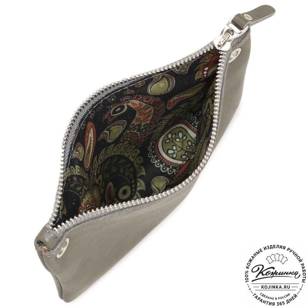 Женская кожаная сумка "Трио" (серый/бежевый/рыжий)