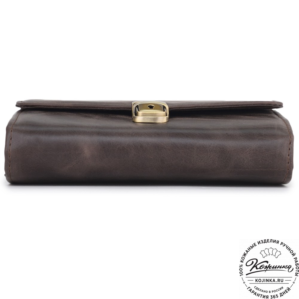 Кожаная барсетка "Фидель" (темно-коричневый антик)